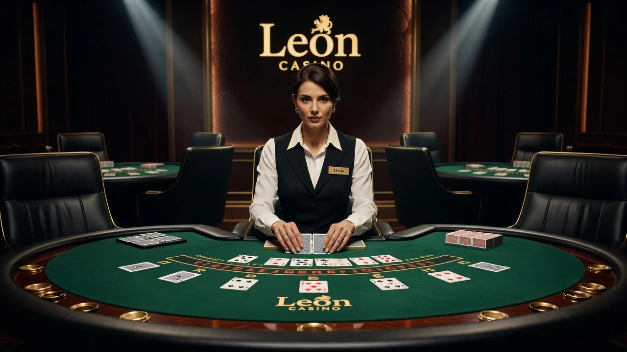 Leon Casino live blackjack table with a real dealer